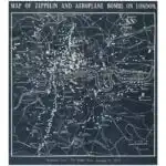 Map of Zeppelin and aeroplane bombs on London. From: World War I photograph album (1919)