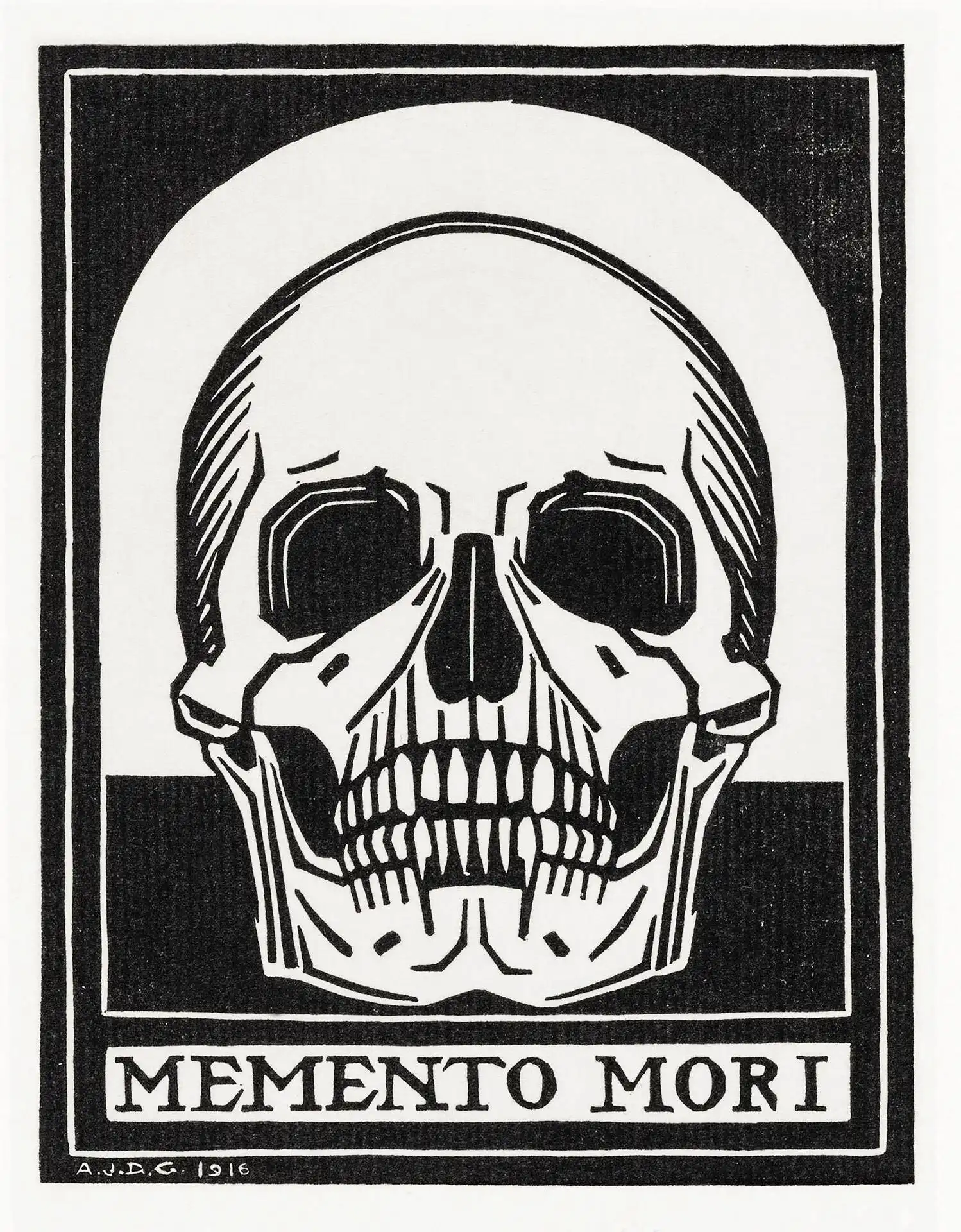 Vintage Pink Flamingo illustration-Copy Memento mori (1916) - Image 1