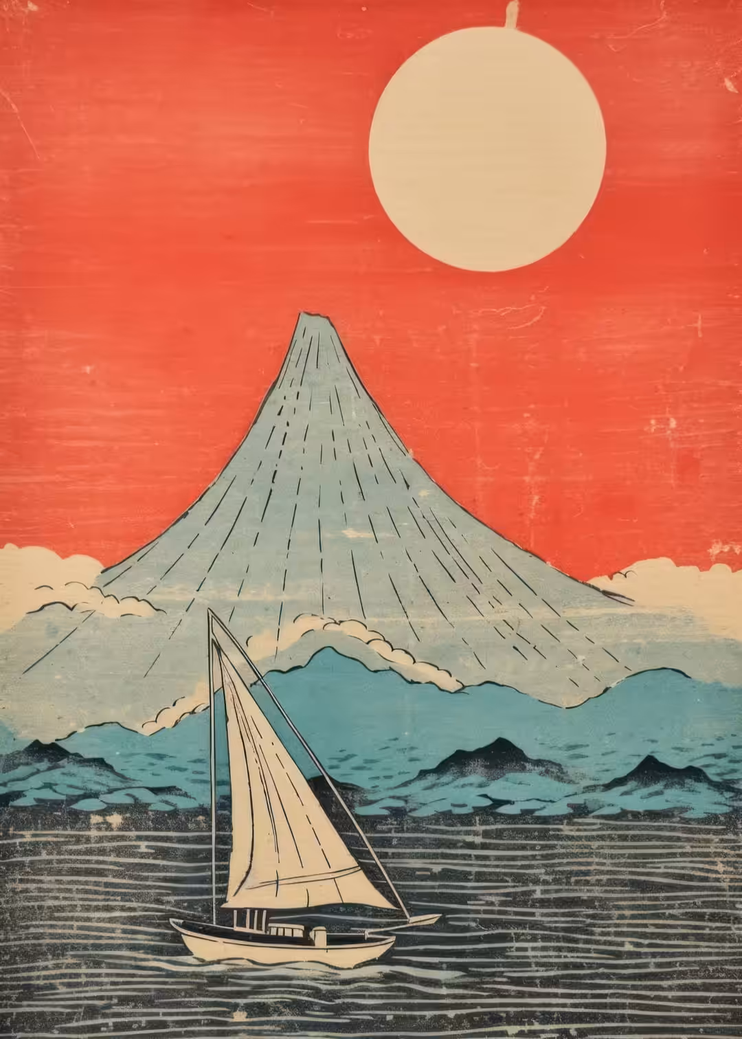 image-from-rawpixel-id-14346668-jpeg Илюстрация на море, лодка и червено небе - Image 1